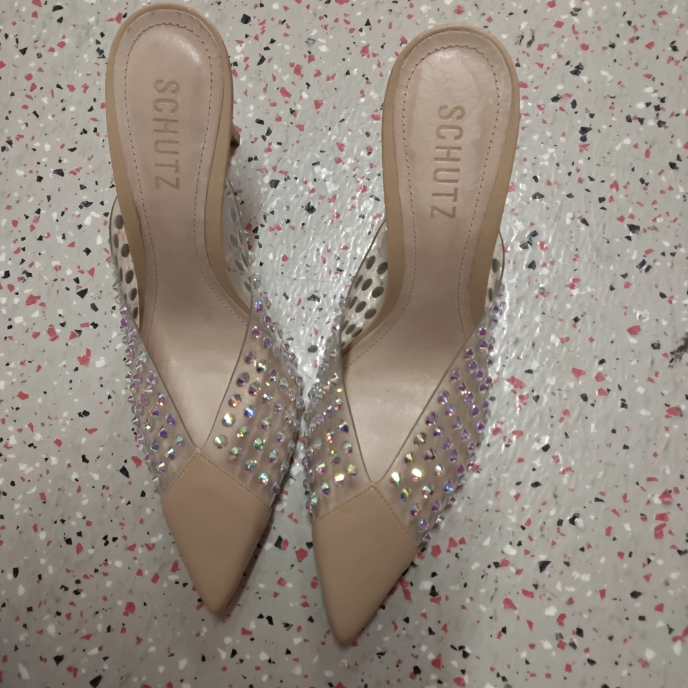 Schutz Nude Embellished Women's Shoes